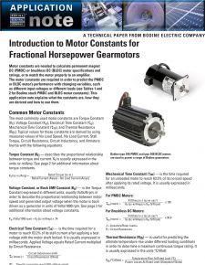 Introduction to Motor Constants for Fractional Horsepower Gearmotors