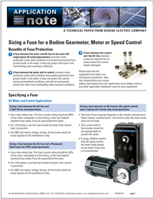 Sizing a Fuse for a Bodine Gearmotor, Motor or Speed Control