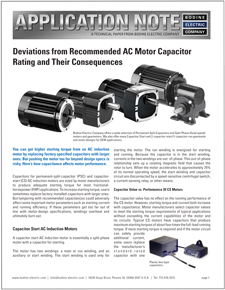 Deviations from Recommended AC Motor Capacitor Rating and Their Consequences