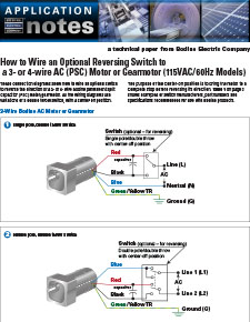 How to Connect a Reversing Switch to a 3- or 4-Wire (PSC) Gearmotor